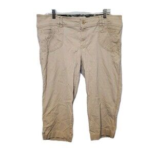 Y2K Old Navy Khaki Capri Cropped Pants Corduroy  14 Mid Rise Stretch Mall Prep